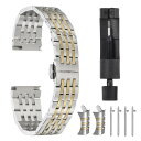18mmのステンレススチールウォッチバンド ダブルプレッシングバタフライ クラ スプ メタルソリッドスチールチェーンウォッチストラップ スマートウォッチ用 メン...