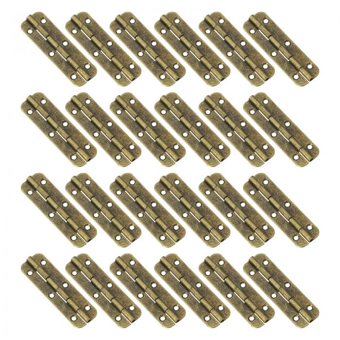 ミニ楕円形ヒンジ 180度長い折りたたみバットヒンジ 宝石ギフトボックスヒンジ キャビネットゲートドアヒンジ（ネジ付き） 50x15mm ブロンズ 24個入り