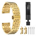 20mm ダブルプレス バタフライ クラ スプ メタル ソリッド スチール チェーン ウォッチストラップ 交換用 曲がったエンドにフィットするスマートウォッチ用...