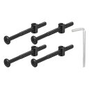 4個セット 六角ソケットヘッドボルトバケットナット M6 x 75mmソケット家具ベッドボルトバケットナット 椅子やベッド用 レンチ付き 黒