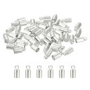 50個のレザーコードエンドキャップ 4mm ODコラムバ レルターミネーター シルバートーン