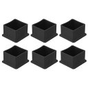 6個セットのPVC製正方形チェアレッグキャップ 38mm x 38mm OD 黒家具用フィートパッド テーブルフットカバーキャップ 床保護用