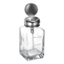 ガラスポンプディスペンサーボトル 6Oz/180ML スクエア 透明液体ポンピング プレス プッシュダウン メタルフリップカバー付き メイク落とし用