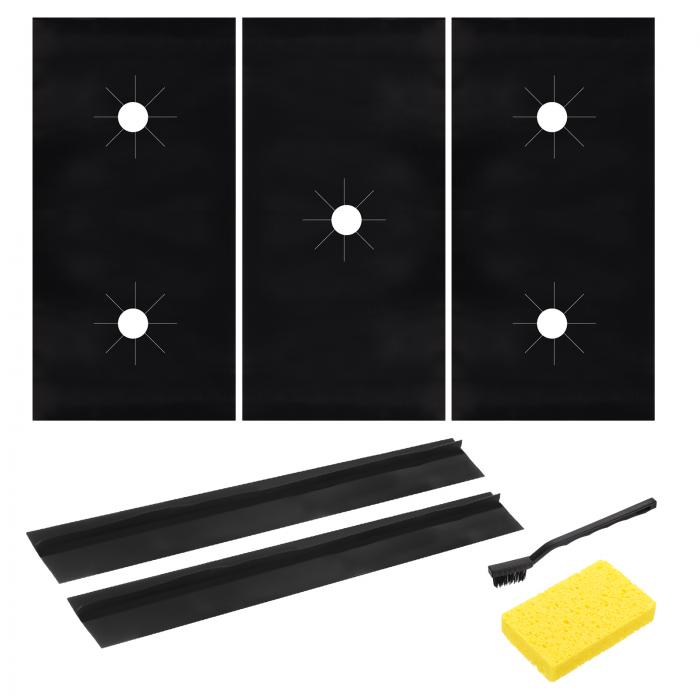 3個セット PTFE 21.26"x10.63" キッチンガスレンジプロテクター PTFE再利用可能なノンスティックガスス..