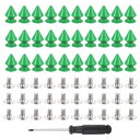 金属製ツリースパ イ クとスタッド 50セット 12mm x 8mm ネジ留め 緑