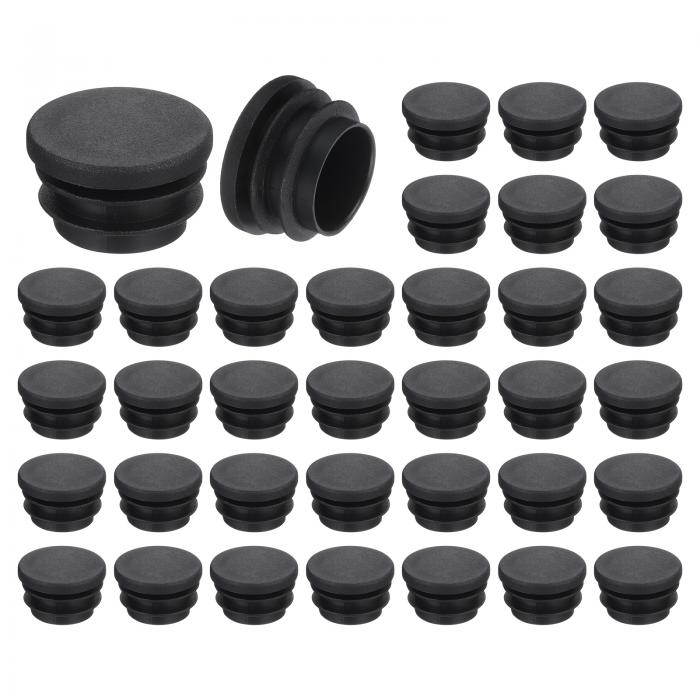 36個入り 丸いプラスチックプラグ 黒チューブエンドキャッププラグ 28mm（1.1インチ）家具脚パイプ挿入 椅子 ソファ テーブル 棚 保護に最適
