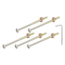5個セット 六角ソケットヘッドボルトバケットナット M6 x 120mm ソケット家具ベッドボルトバケットナット レンチ付き 椅子やベッド用 ブロンズカラー