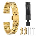 16mmのステンレススチールウォッチバンド ダブルプレスバタフライ クラ スプ メタルソリッドスチールチェーンウォッチストラップ スマートウォッチ用 男性女性用...