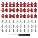 金属製ツリースパ イ クとスタッド 50セット 12mm x 8mm ネジ留め 赤