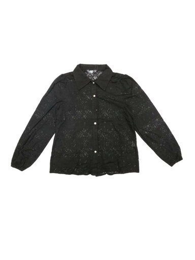 Allegra K レディース パフ 長袖 ボタンダウンカラー シャツ カジュアル エレガント ブラウス トップス シースル ブラック S Allegra K レディース パフ 長袖 ボタンダウンカラー シャツ カジュアル エレガント ブラウス トップス シースル ブラック S