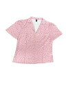 Allegra K シャツ ブラウス 半袖 水玉 チェリー柄 可愛い トップス Vネック プリント 折り襟 夏 レディース ピンク XS