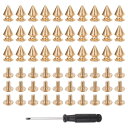 50セット 金属製ツリースパ イ クとスタッド 12mm x 8mm スクリューバック 金色トーン