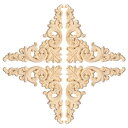 木彫りアップリケオンレイ4個セット 10x10 cm/3.9x3.9 in 塗装されていない小さな木製コーナーフラワーカービングデカール キャビネット 壁 ドア...