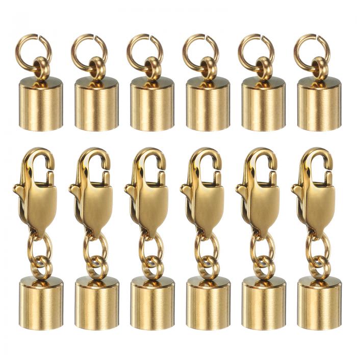 6個セット コードエンドキャップ 6mm ID エンドキャップ ステンレス製 ロブスタークローフックテールバ..