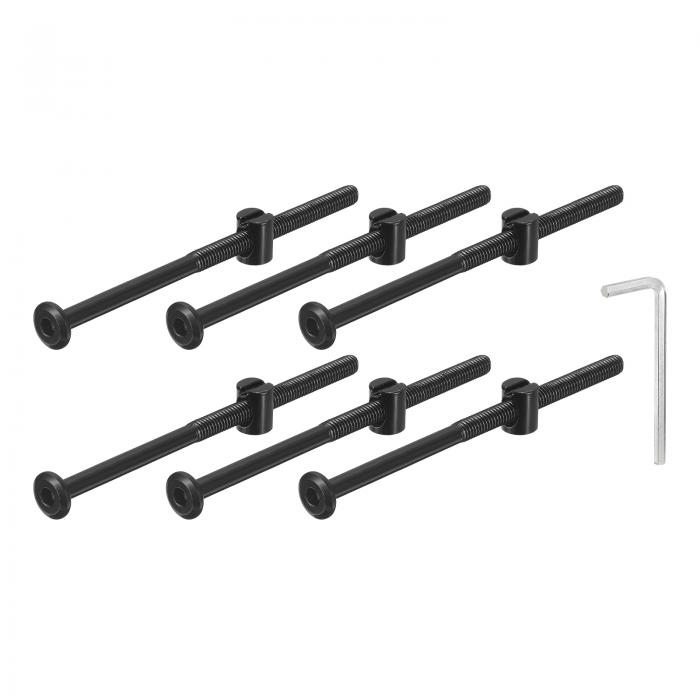 12個 六角ソケットヘッドボルトバケットナット M6 x 110mm ソケット家具ベッドボルトバケットナット 椅子やベッド用 レンチ付き 黒
