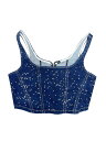Allegra K レディース デニムコルセットトップス ノースリーブビスチェ ジーンズ クロップタンクトップ ミッドブルー XS(4)
