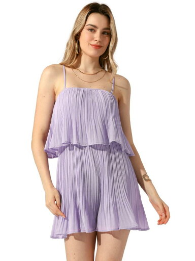 Allegra K レディース シフォン ロンパース レイヤー フリル スパゲッティ ストラップ ショーツ ジャンプスーツ パープル S Allegra K レディース シフォン ロンパース レイヤー フリル スパゲッティ ストラップ ショーツ ジャンプスーツ パープル S