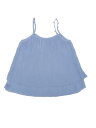 Allegra K レディース タンクトップ ダブルレイヤー プリーツ フリル 夏 カジュアル スパゲッティ ストラップ トップ ブルー XL