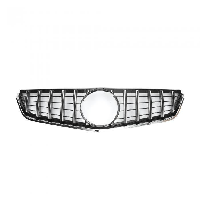 X AUTOHAUX メルセデスベンツに対応E250 2011-2013用フロントアッパーフードバンパーグリル AMGスタイル クロームシルバートーン黒い