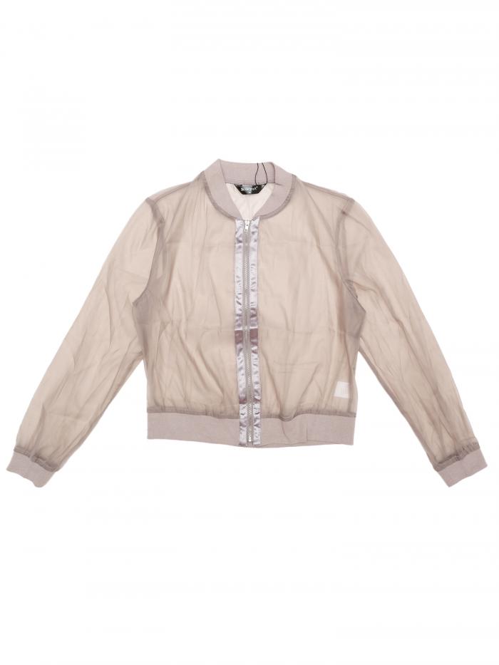 Allegra K ジャージトップ シースルー ジャケット メッシュ 軽量 長袖 レディース グレー S