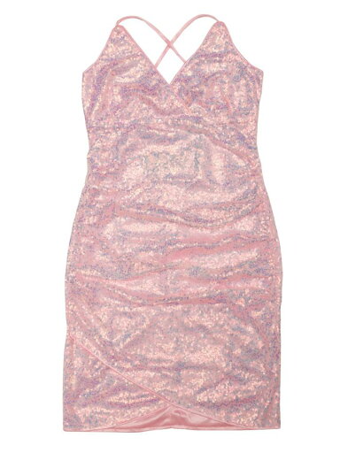Allegra K レディース パーティー用 スパンコール ボディコンドレス Vネック タイバック ルーシュ ノースリーブドレス ピンク S Allegra K レディース パーティー用 スパンコール ボディコンドレス Vネック タイバック ルーシュ ノースリーブドレス ピンク S