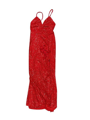Allegra K スパンコール ドレス 衣装 光沢 ドレス Vネック スパゲッティストラップ キャミワンピース スプリットガウン レッド M Allegra K スパンコール ドレス 衣装 光沢 ドレス Vネック スパゲッティストラップ キャミワンピース スプリットガウン レッド M