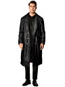 Lars Amadeus メンズ クラシックフィット フルレングス トレンチコート PU オーバーコート フェイクレザー ジャケット ブラック 2XL