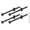 4個 六角ソケットヘッドボルトバケットナット M6 x 110mm ソケット家具ベッドボルトバケットナット 椅子やベッド用 レンチ付き 黒