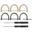 シャックルのDリングネジ 亜鉛合金 ホースシュー U字型 Dリングバックル ドライバー付き 財布用 DIYレザークラフトキーホルダー 金色/黒 16 mm