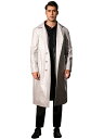 Lars Amadeus メンズ クラシックフィット フルレングス トレンチコート PU オーバーコート フェイクレザー ジャケット シルバー L