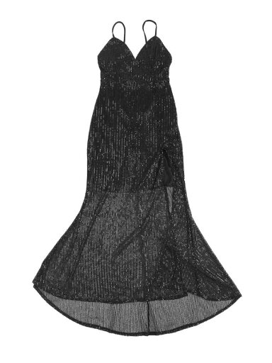 Allegra K スパンコール ドレス 衣装 光沢 ドレス Vネック スパゲッティストラップ キャミワンピース スプリットガウン ブラック XL Allegra K スパンコール ドレス 衣装 光沢 ドレス Vネック スパゲッティストラップ キャミワンピース スプリットガウン ブラック XL