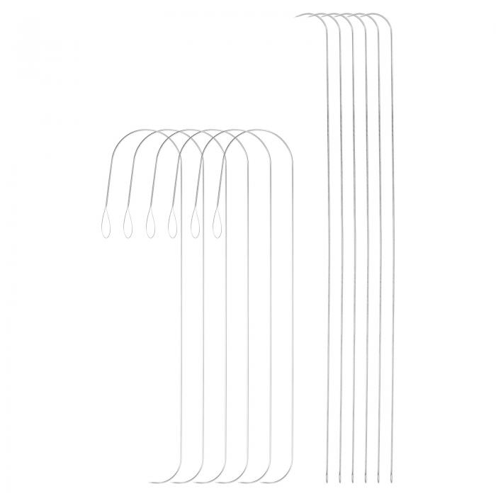 12個入りのビーズスピナーニードル 0.6mm 0.7mm 直径 大きな目の曲がったビーズ刺繍針 ステンレス製縫..