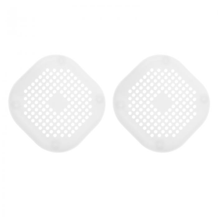 2個セットのシャワードレインヘアキャッチャー 吸盤付きシリコンストレーナーヘアストッパー シャワーキッチンバスルーム用アクセサリー ホワイト