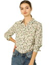 Allegra K 花柄シャツ ブラウス 長袖 おしゃれ ボタンダウン 通勤 オフィス カジュアル レディース ベージュ 3XL
