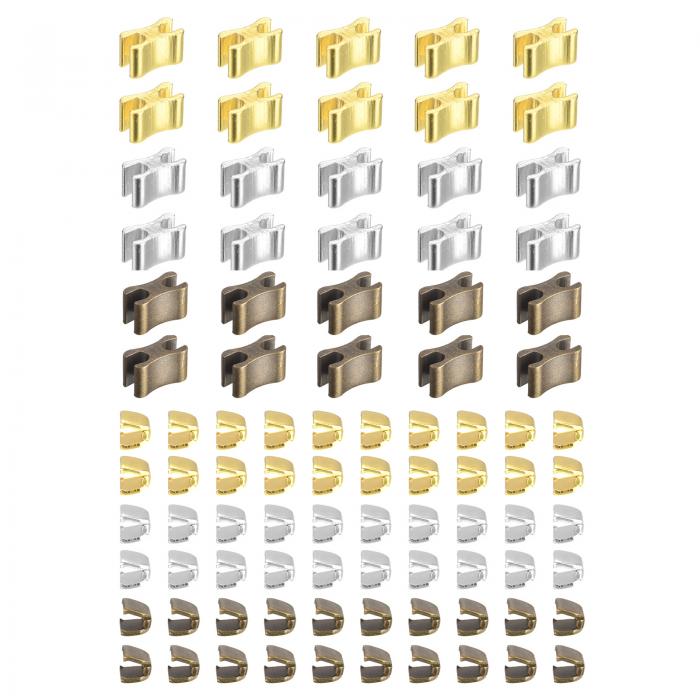 ジッパースライダーリテーナー バッグ コート ジャケット用の#5トップストッパー&ボトムストップ クローズドエンドジッパー交換用(メタリック黒色 ホワイト金色 ...