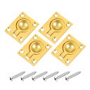 4個セット フラッシュリングプル 1.89インチ×1.5インチ ステンレススチール 長方形埋め込みドアプル 家具 ボート 真鍮色 ネジ付き