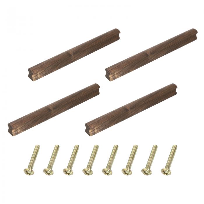 4個セットの木製引き手とネジ付き 穴間隔192mm/7.56" 黒ウォールナット材製のキャビネット ドレッサー ..