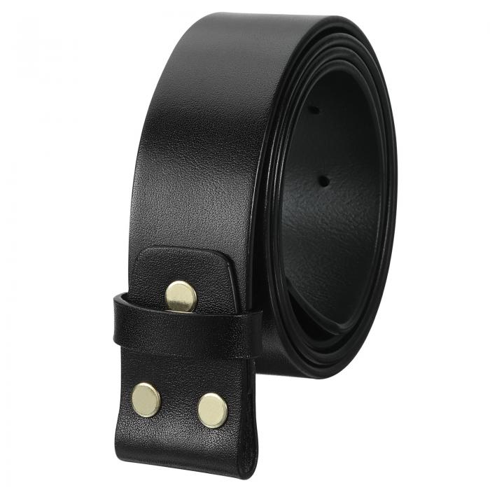 バックルヘッドなし メンズレザーベルトストラップ 1.5インチ幅 プレートバックルベルト用交換ストラップ(125cm L 黒)