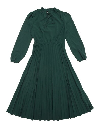 Allegra K Aライン ゆったり ドレス レディース 長袖 タイVネックプリーツマキシドレス ダークグリーン XS Allegra K Aライン ゆったり ドレス レディース 長袖 タイVネックプリーツマキシドレス ダークグリーン XS