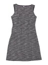 Allegra K レディース ツイード ポケット クルーネック Aライン ミニドレス ノースリーブ ブラック XL