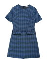 Allegra K チェックワンピース 半袖ドレス ビンテージ 千鳥格子 ラウンドネック 通勤 レディース ロイヤルブルー XS(4)