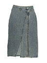 Allegra K レディース デニム ジッパー フロント スリット ロングスカート ポケット付き ジーンズスカート ブルー M