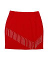 Allegra K レディース ハイウエスト スプリット ミニ ペンシル スカート用 シャイニー タッセル フリンジスカート レッド XL