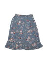 Allegra K ミディスカート 花柄 フリル裾 伸縮性 バックボタン スプリット レディース グレーブルー L
