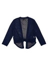 Allegra K シフォンシュラッグ 七分袖 前開き ボレロ メッシュ シアー カーディガン レディース ダークブルー XS(4)