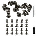丸頭ボタンスタッドスクリュー6mm ホローパンチドライバー付きの合金製レザーリベット 修理や布地 衣類 靴 バッグのDIY装飾に最適 黒色