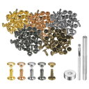 100セットのレザーリベット 6mm x 8mm メタルダブルキャップリベットスナップスタッズファスナーと3個の設置ツール レザークラフトDIY装飾用 マルチカ...