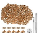 200セットのレザーリベット 12mm x 8mm メタルダブルキャップリベットスナップスタッズファスナーと3個の設置ツール レザークラフトDIY修理装飾用 ラ...