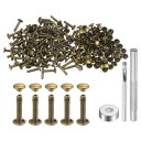 100セットのレザーリベット 6mm x 12mm メタルダブルキャップリベットスナップスタッドファスナーと3個の設置ツール レザークラフトDIY修理装飾用 ブ...