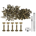 100セットのレザーリベット 9mm x 16mm メタルダブルキャップリベットスナップスタッドファスナーと3個の設置ツール レザークラフトDIY修理装飾用 ブ...